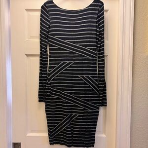 Striped Blue and grey bandage dress